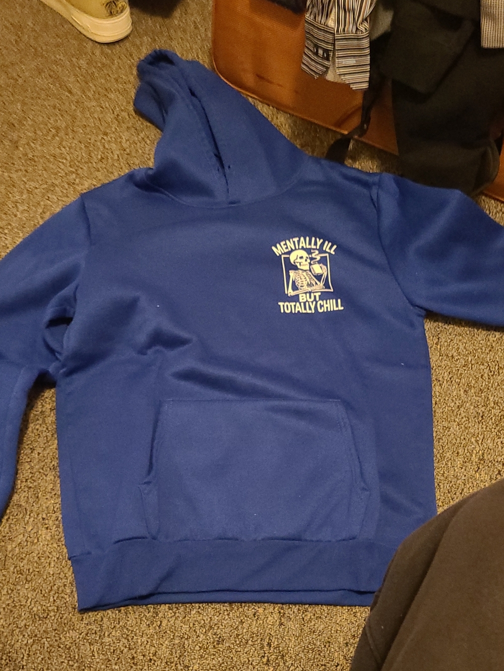 Blue Kids' Hoodie - "Mentally Ill But Totally Chill" Graphic